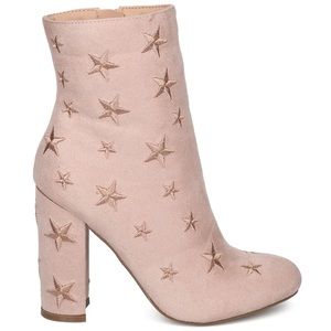 Lounge Blush Pink Velvet Star Booties